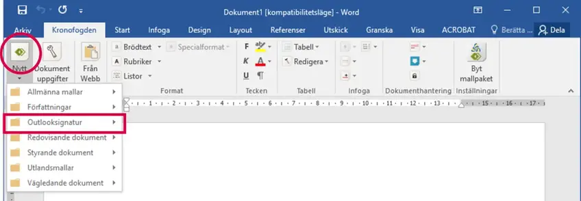 Word-fönster med 