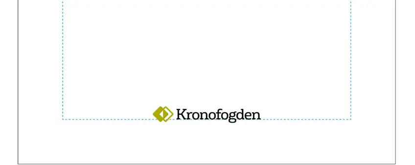 Trycksak med logotyp och marginalen markerad